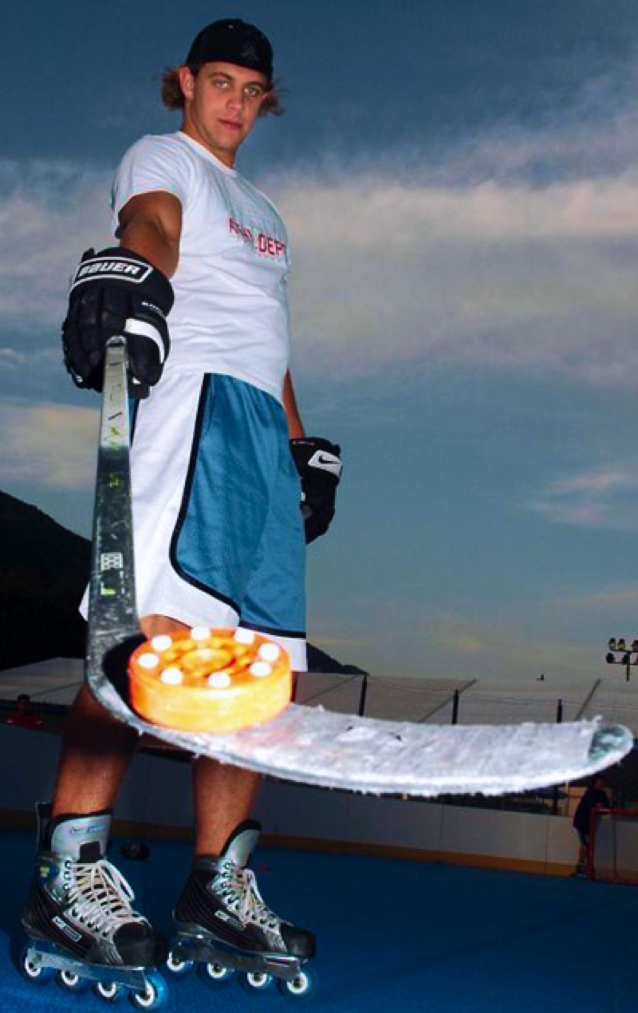 Joueur de hockey roller en action